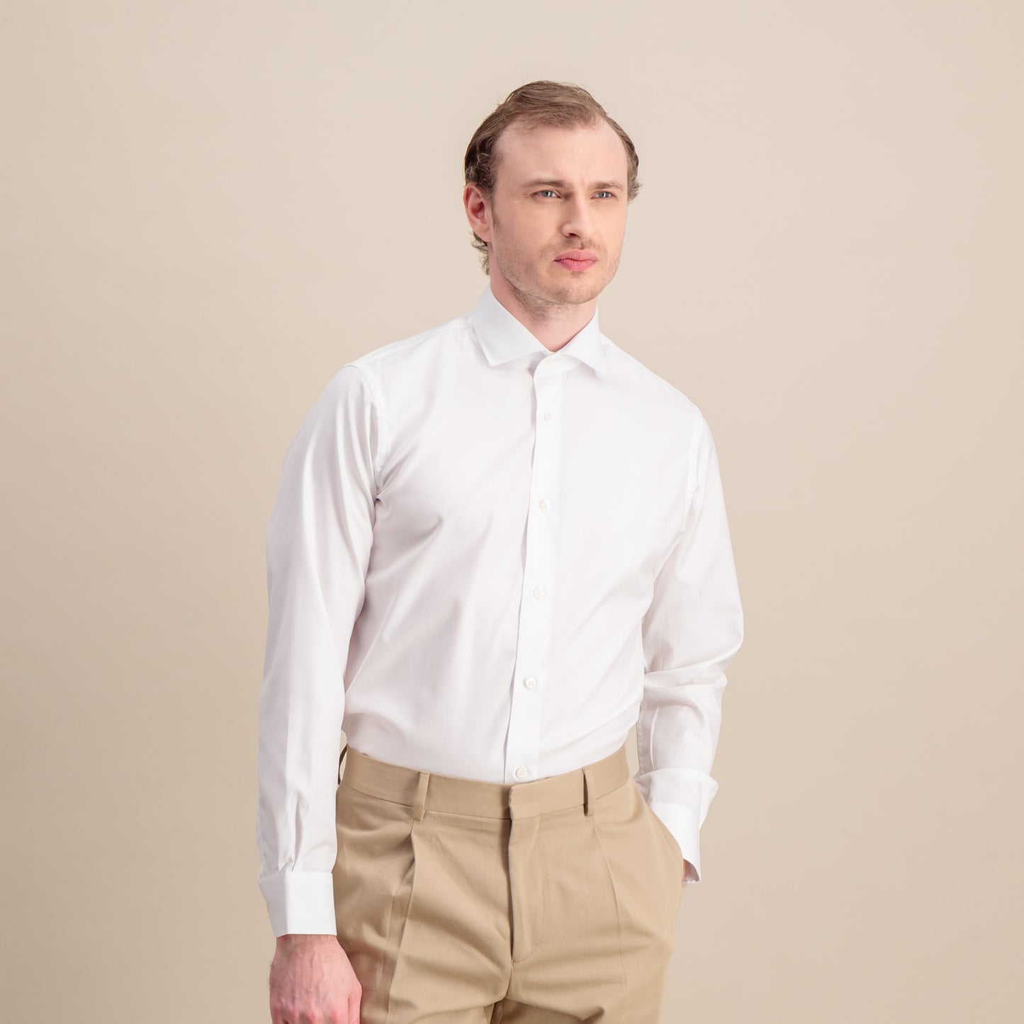 Natural stretch white twill shirt