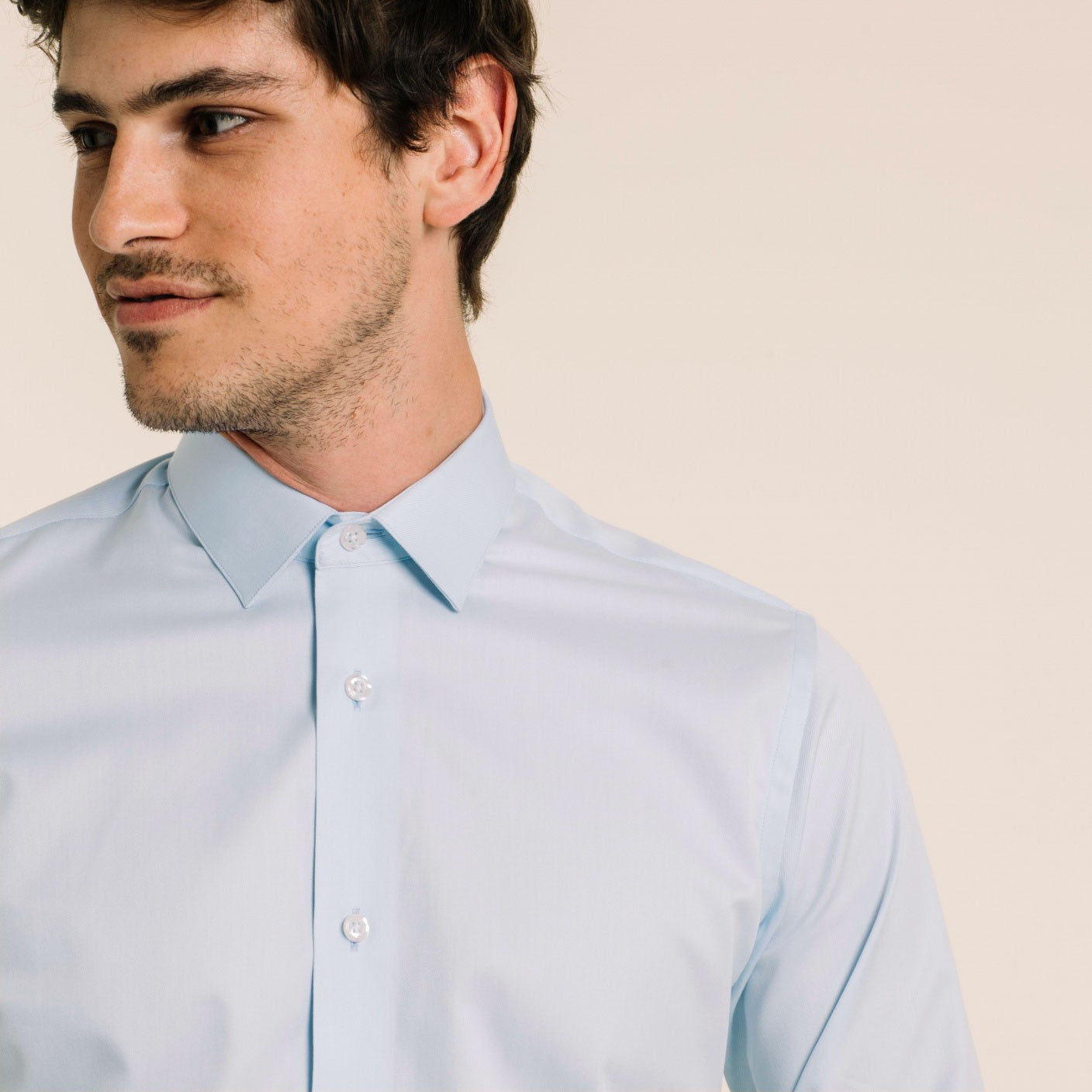 Sky blue double-twisted twill shirt