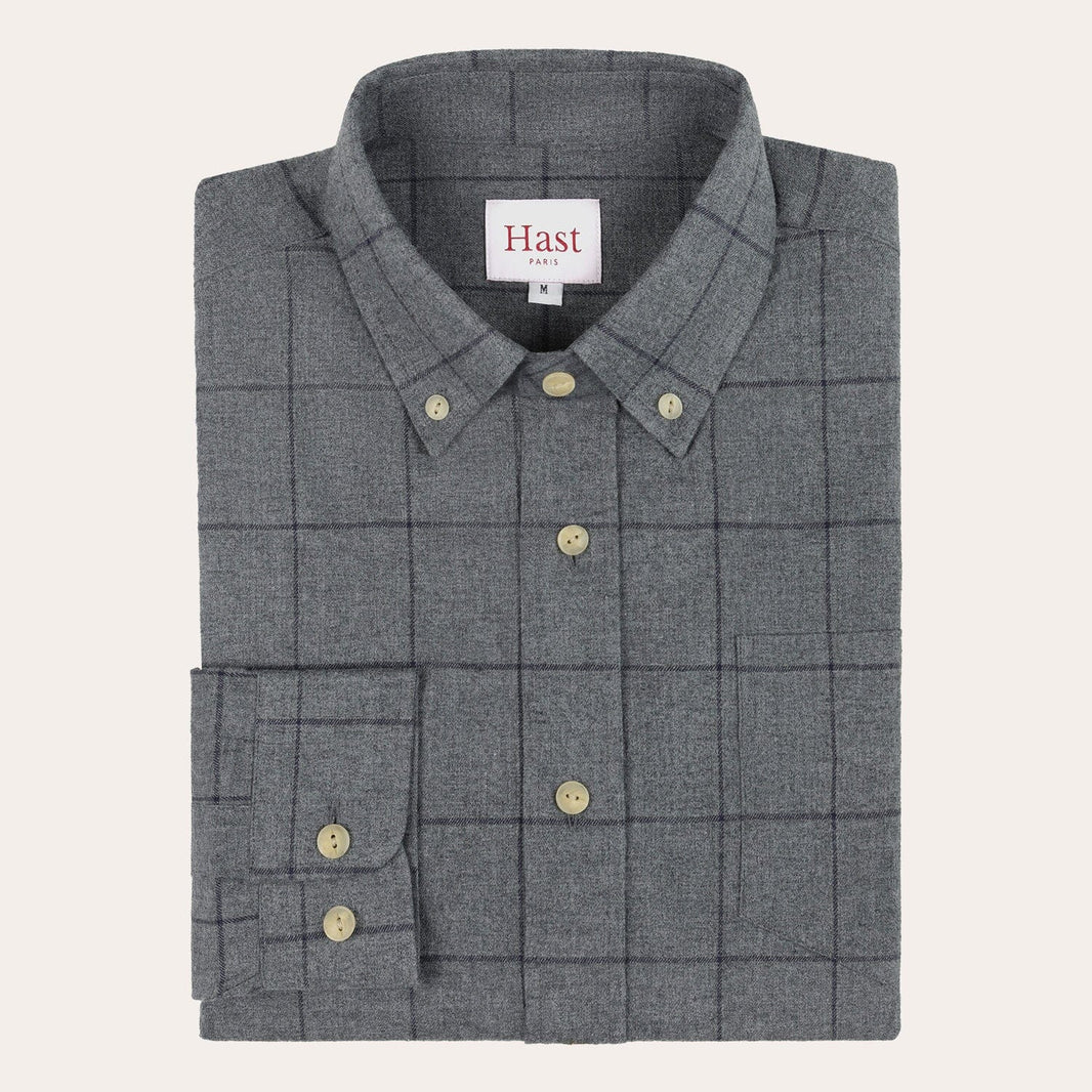 Chemise en flanelle grise à carreaux