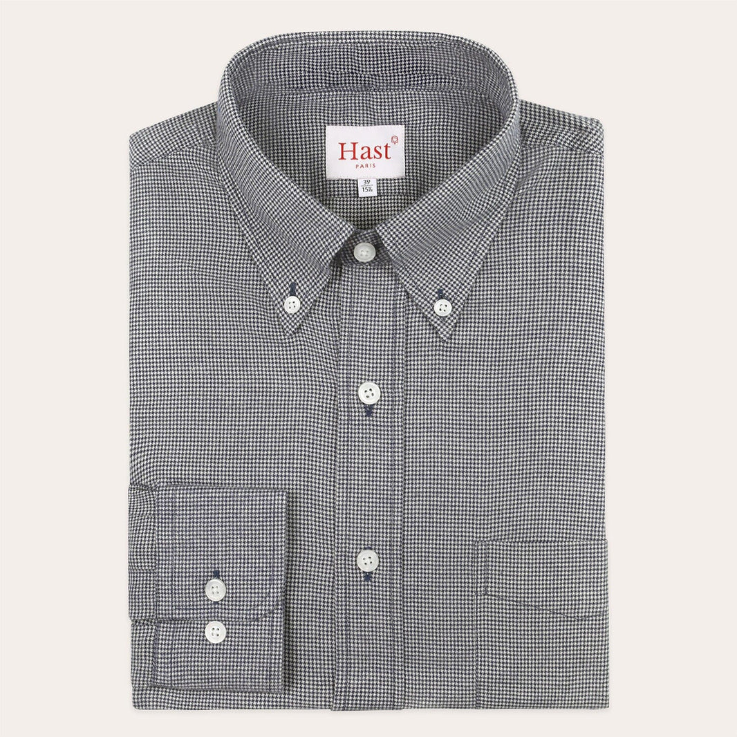 Chemise en flanelle pied de poule marine