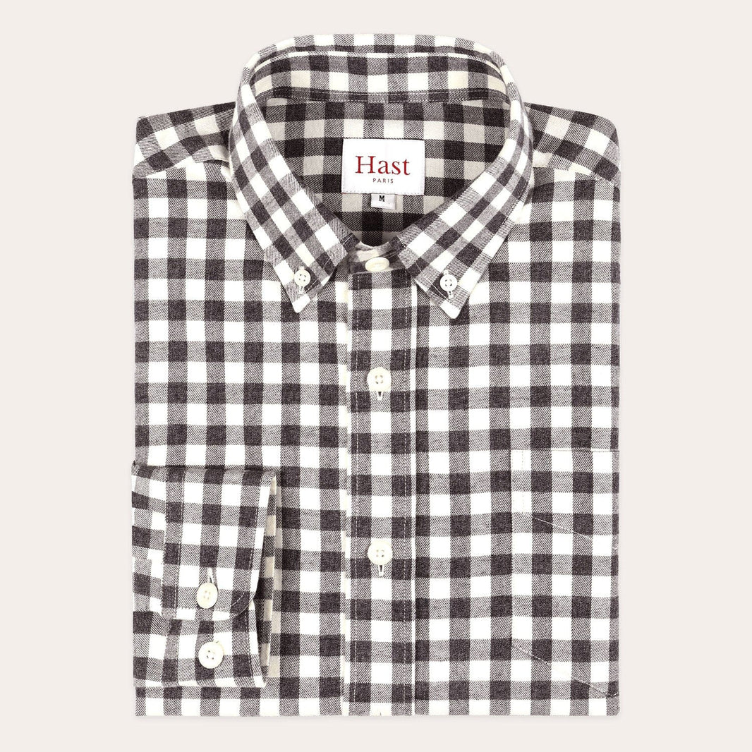 Chemise en flanelle vichy gris