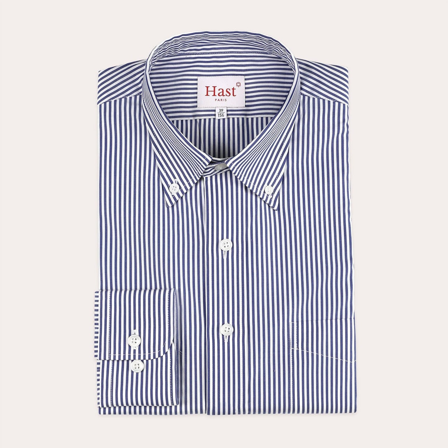 Chemise en coton Giza à rayures bleues et blanches