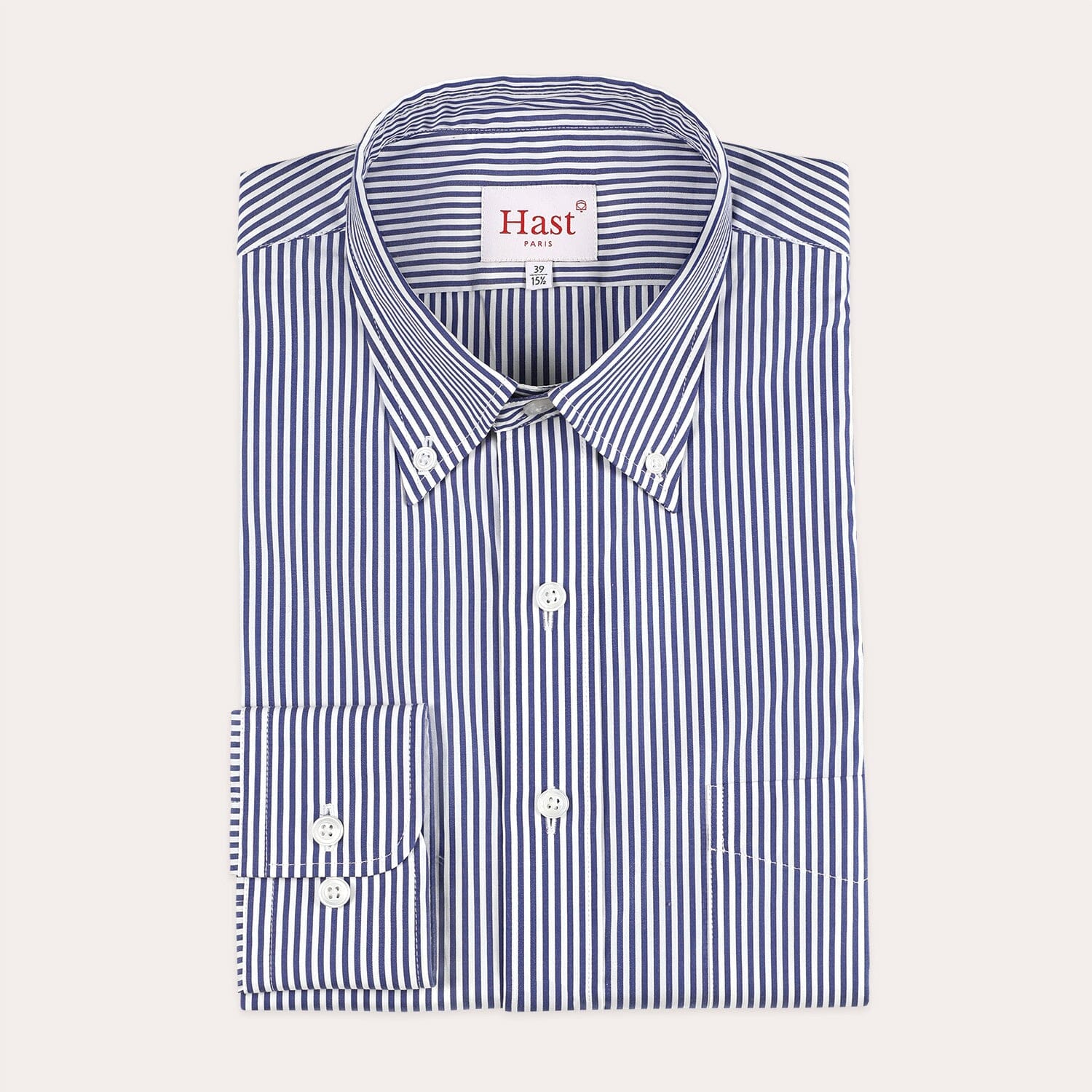 Chemise en coton Giza à rayures bleues et blanches