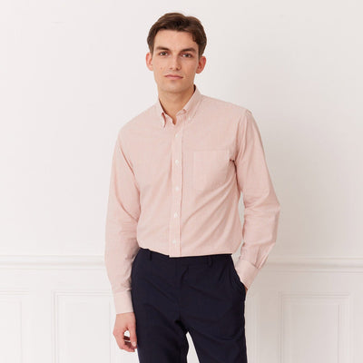 White and coral striped poplin shirt