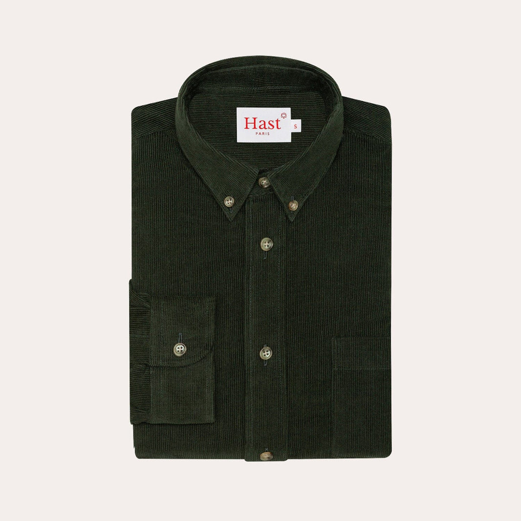 Chemise en velours vert sapin