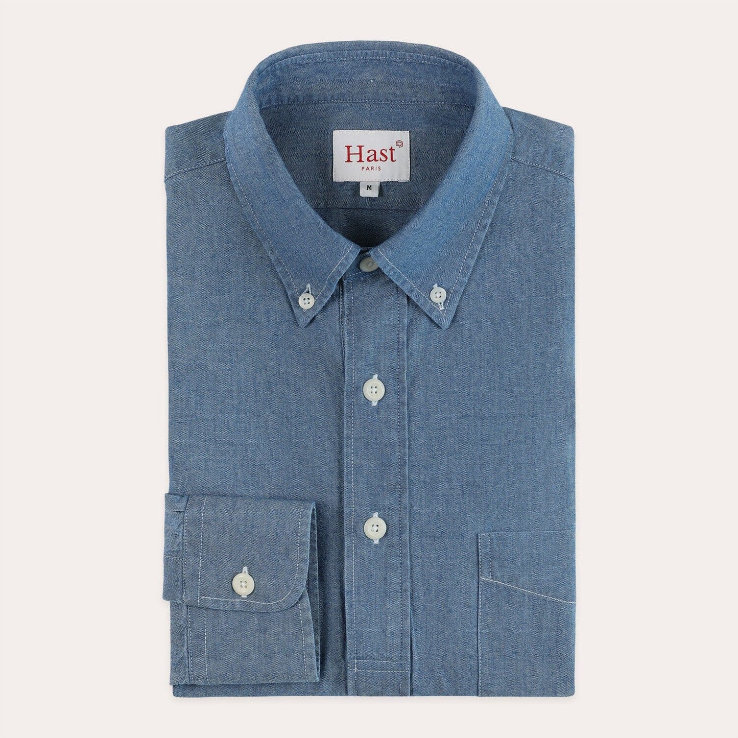 Chemise popover en chambray bleu denim