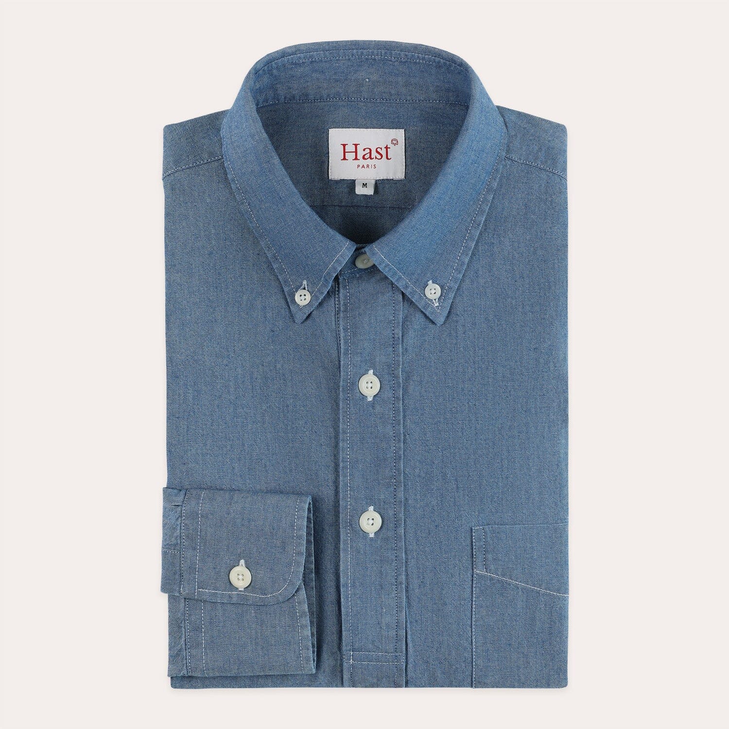 Chemise popover en chambray bleu denim
