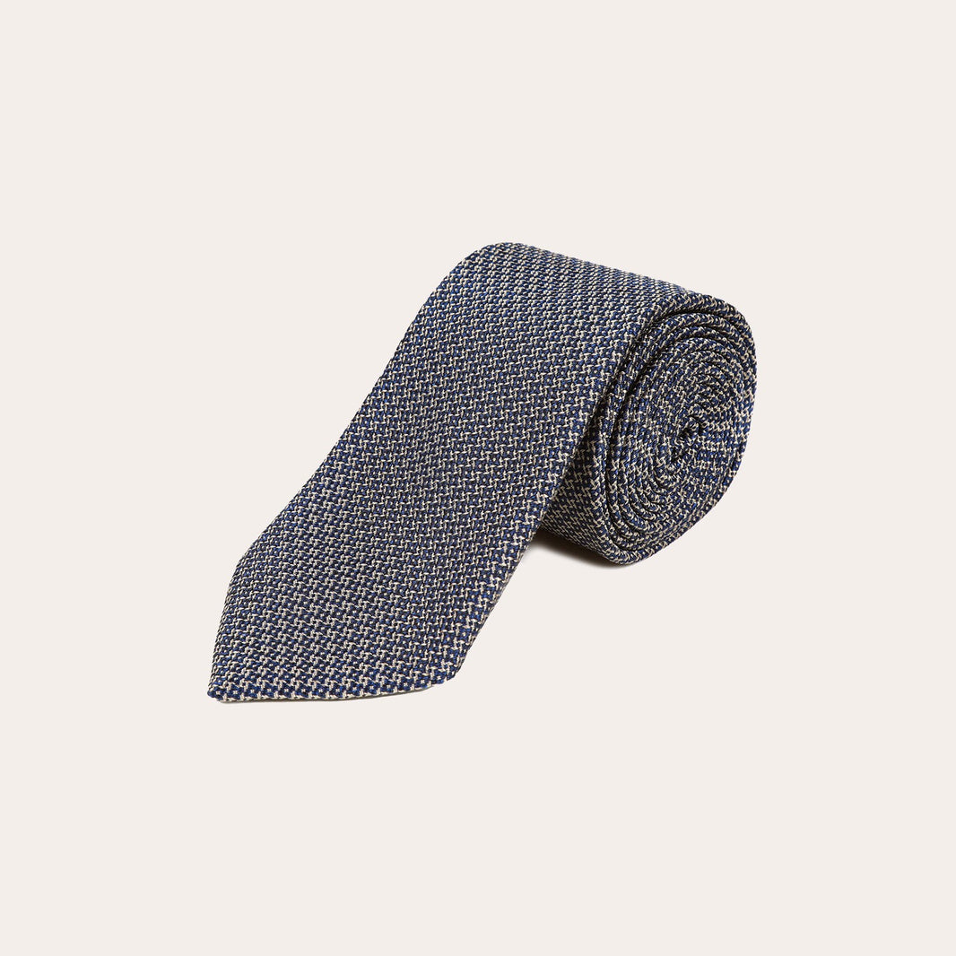 Cravate à motifs bleus et gris