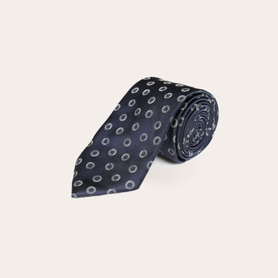 Patterned navy tie