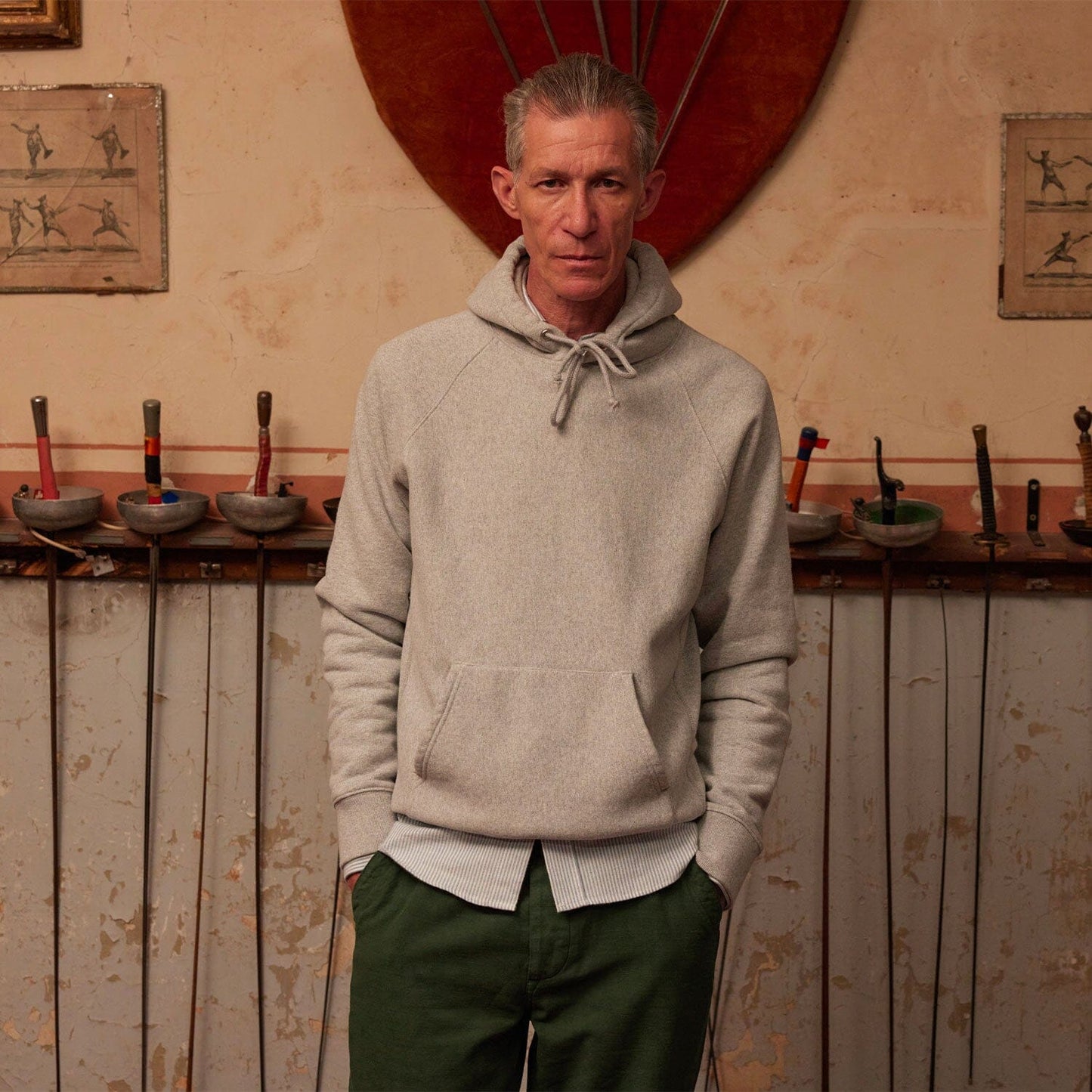 Hoodie en coton gris