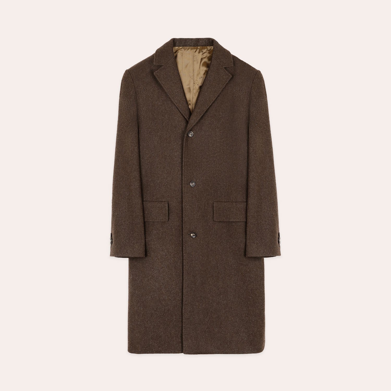 Manteau col tailleur en laine marron