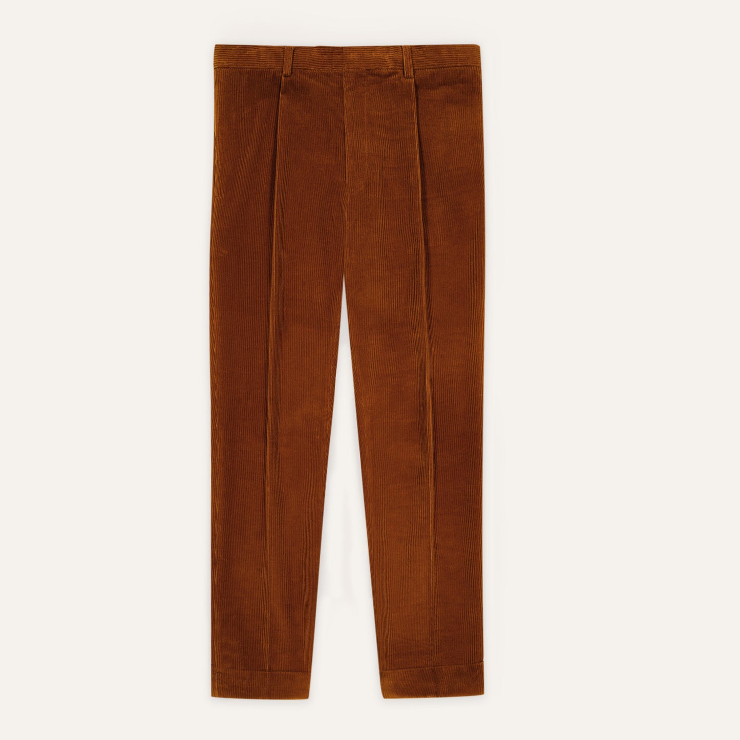 Pantalon à pince en velours marron
