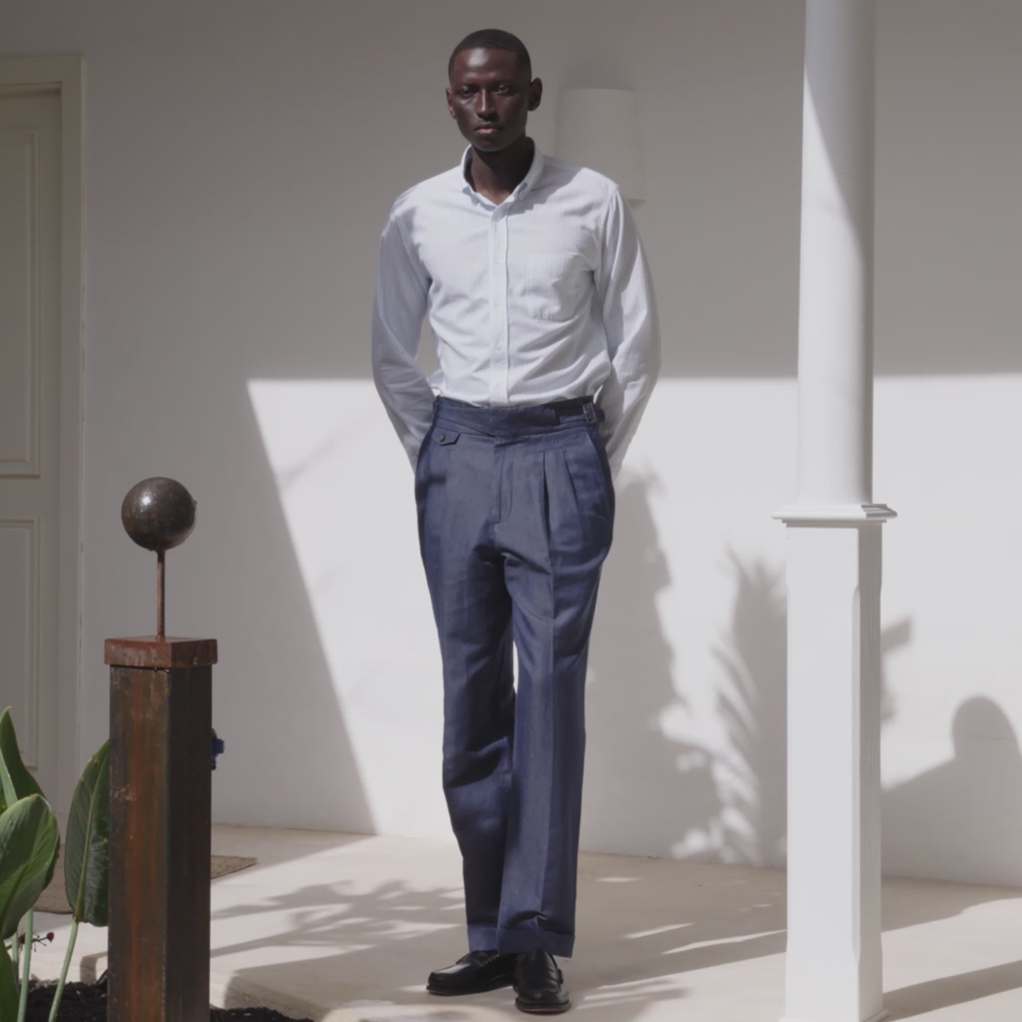 Chemise en coton rayure bleu ciel