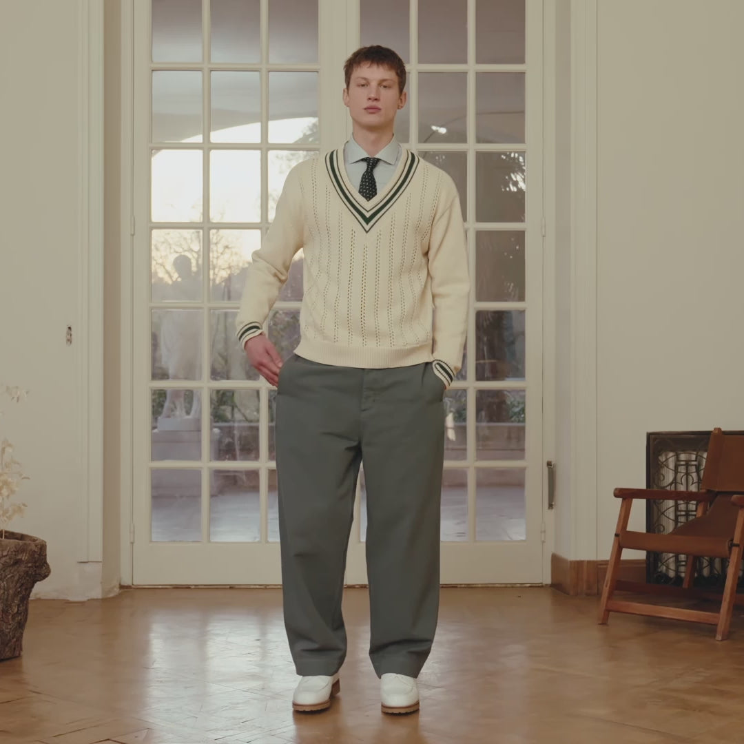 Pull cricket en coton écru