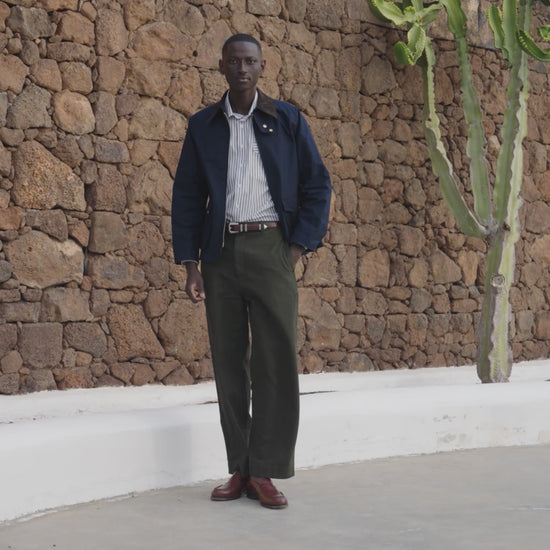 Pantalon large en coton kaki