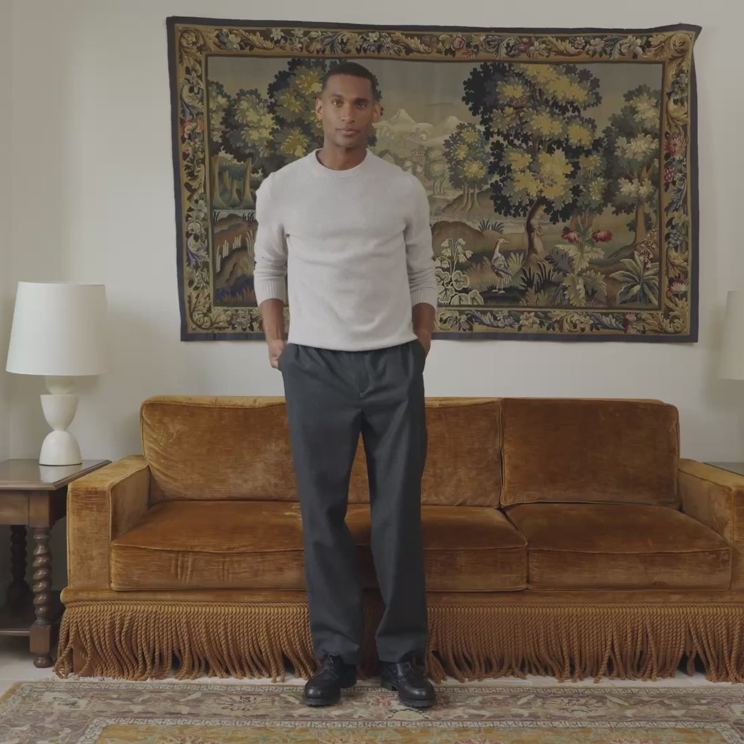 Pull en laine mérinos gris clair chiné