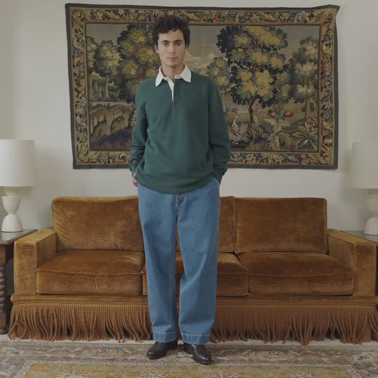 Polo rugby en molleton vert