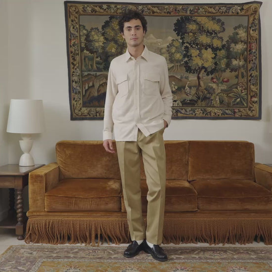 Surchemise en flanelle épaisse de coton écrue