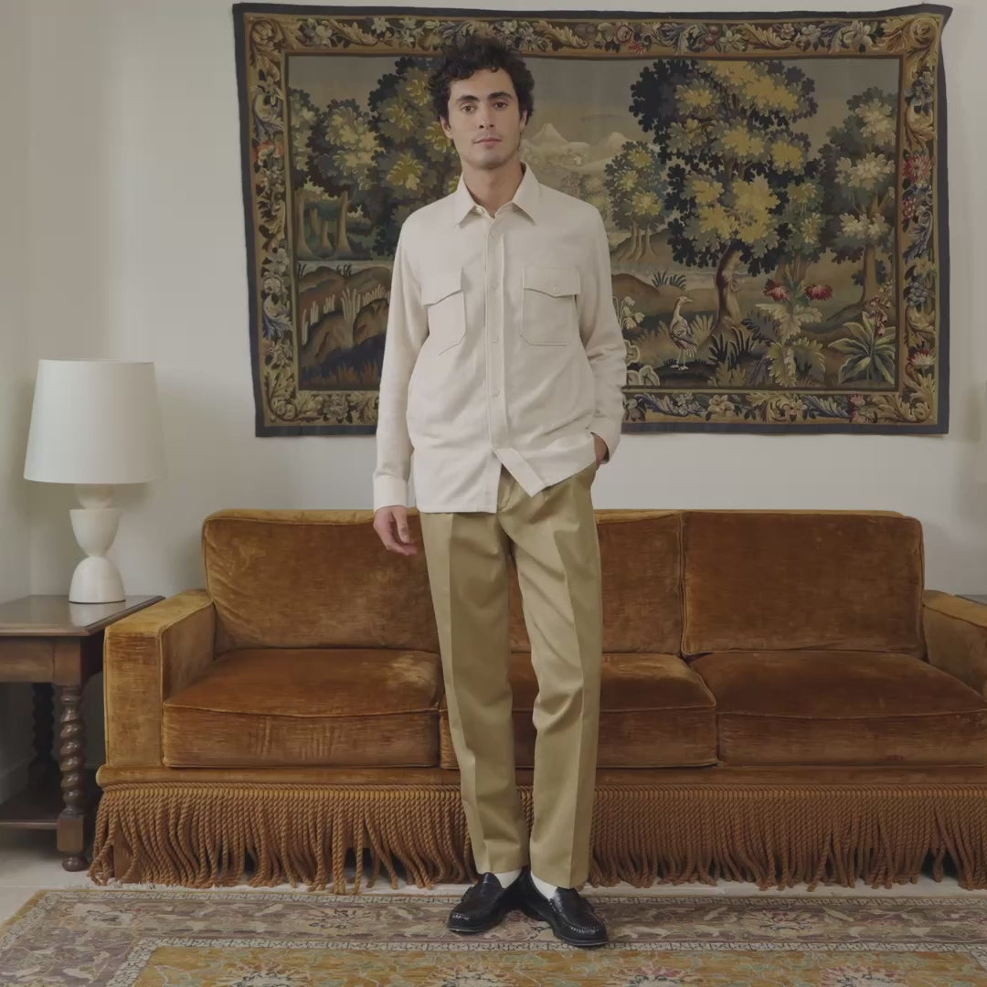 Surchemise en flanelle épaisse de coton écrue