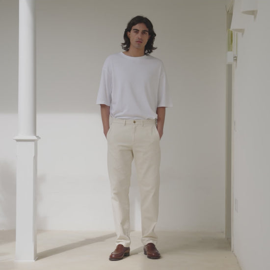 Pantalon chino en coton off white