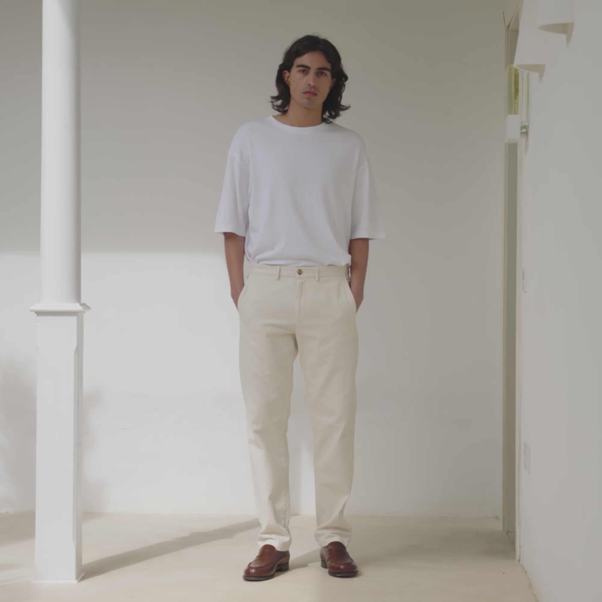 Pantalon chino en coton off white