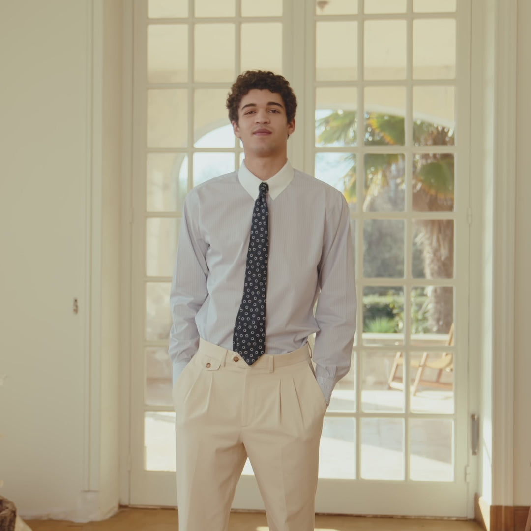 Chemise en popeline à rayures bleues et blanches