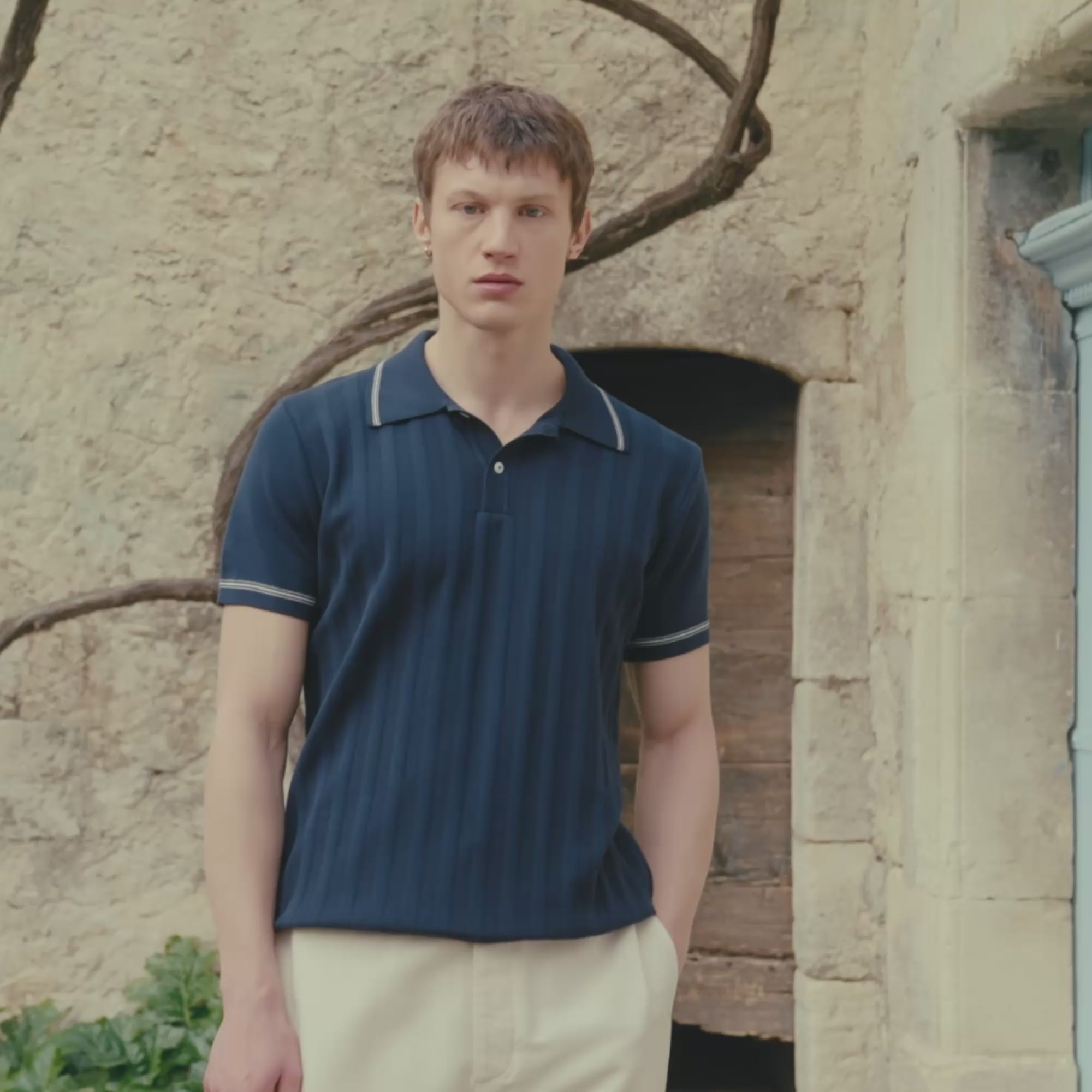 Polo en maille marine