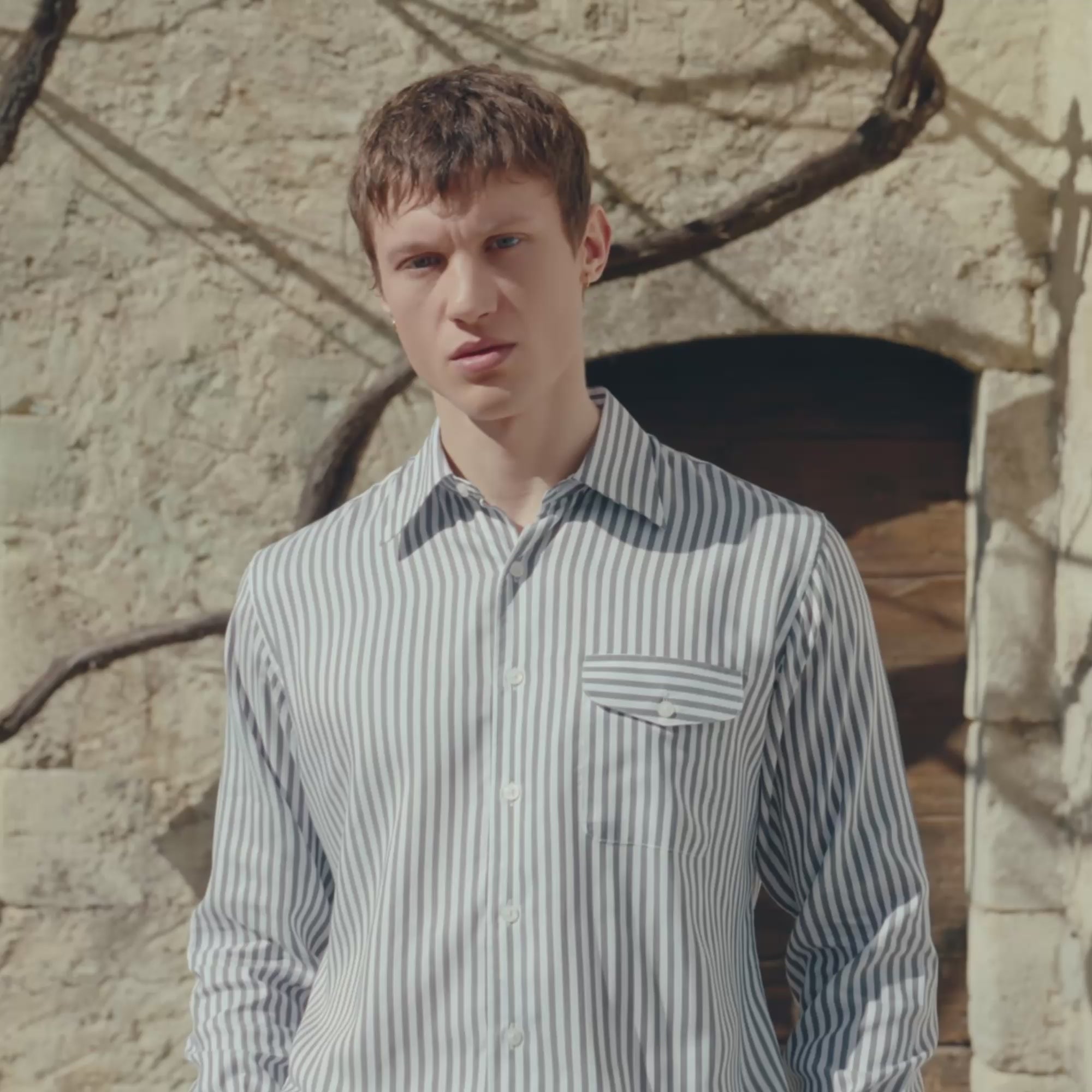 Chemise en tencel à rayures