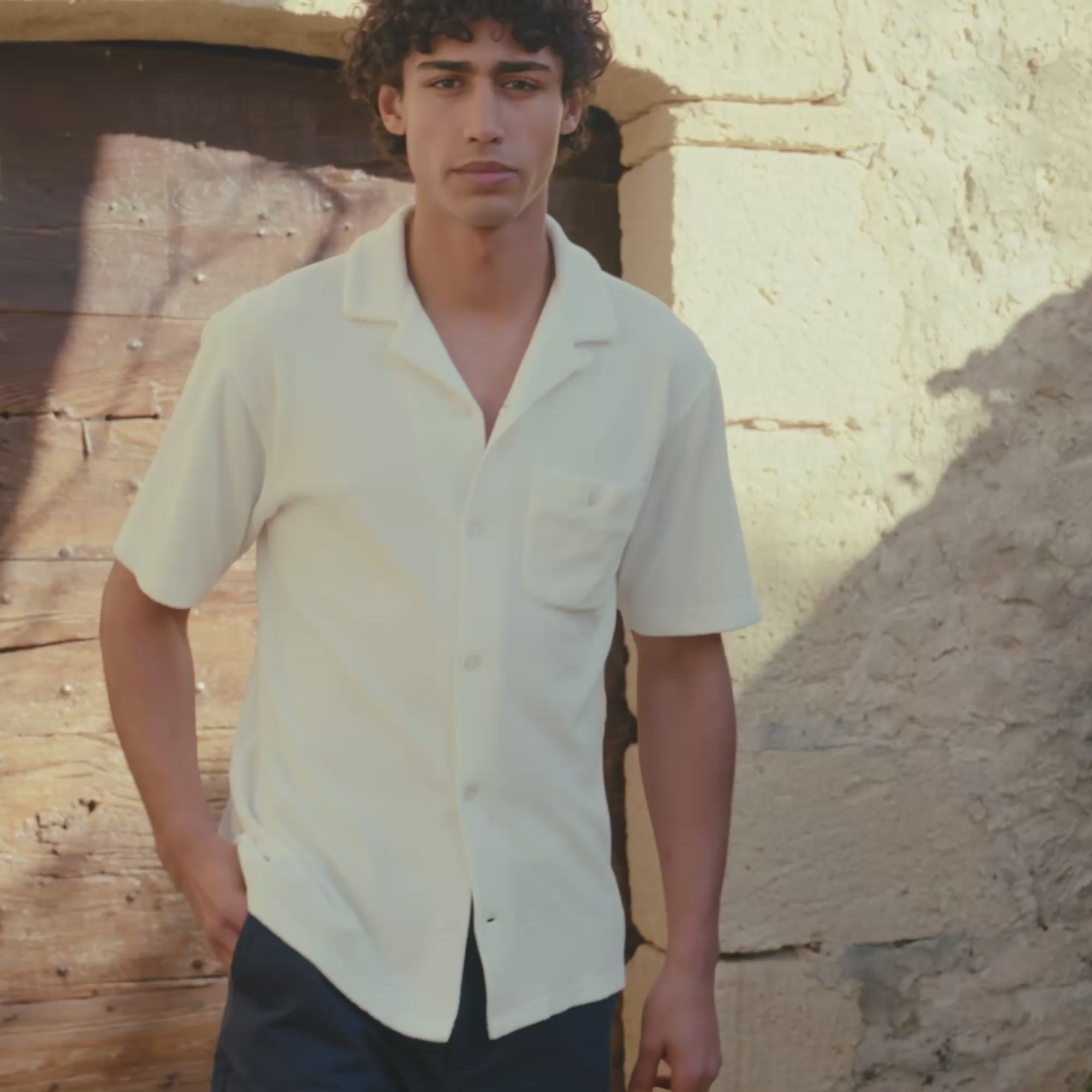 Chemise manches courtes éponge écrue