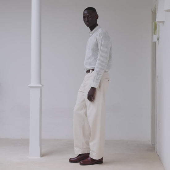 Pantalon large en denim écru