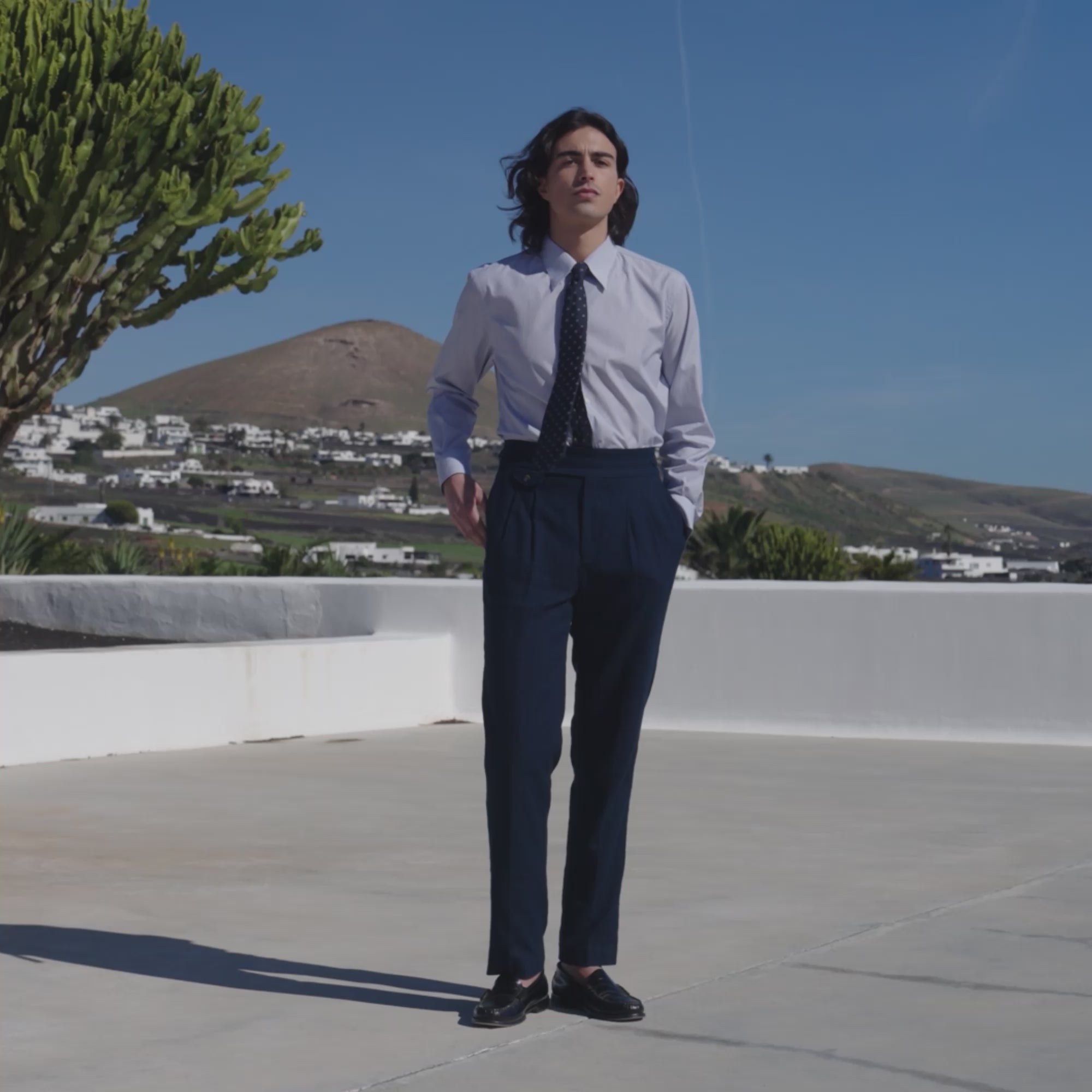 Chemise en coton rayure bleu