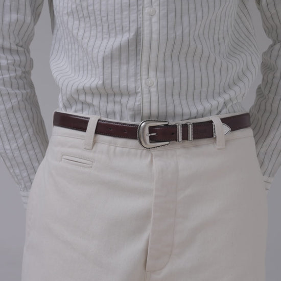 Ceinture western en cuir marron