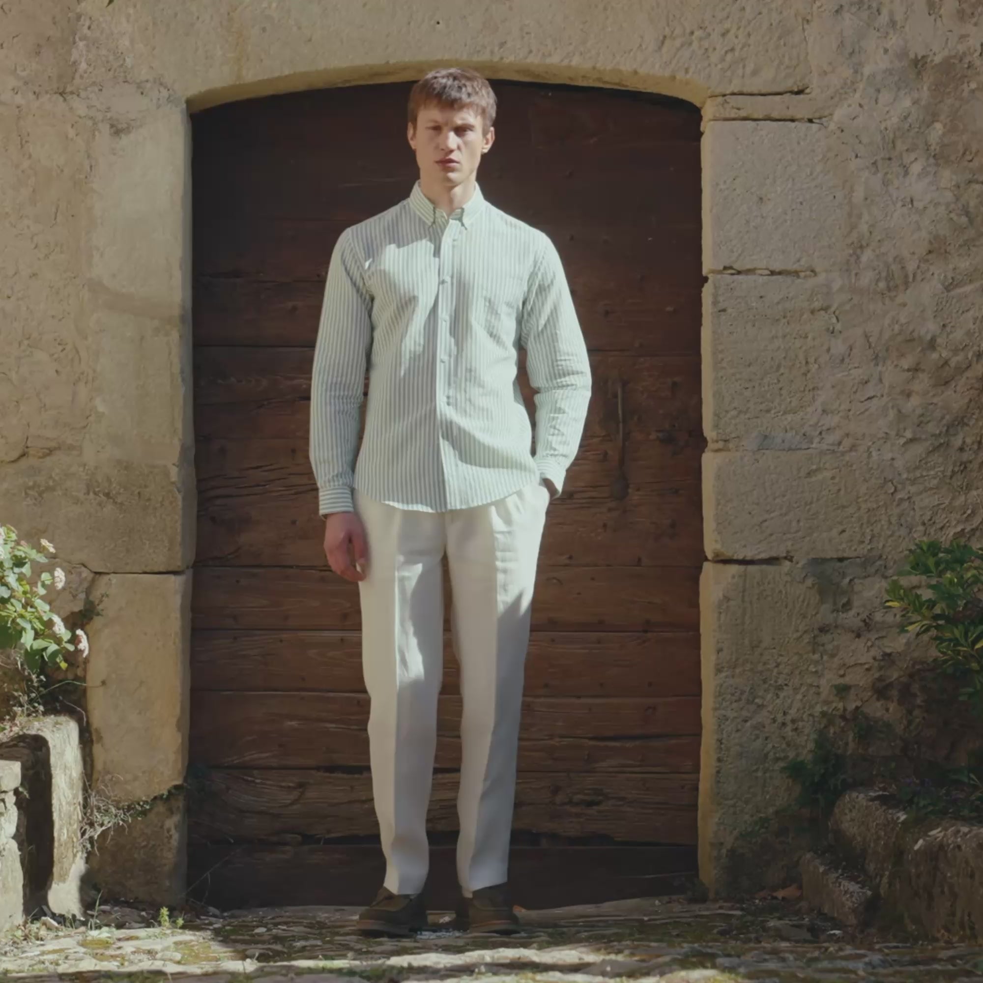 Chemise rayures vertes et blanches