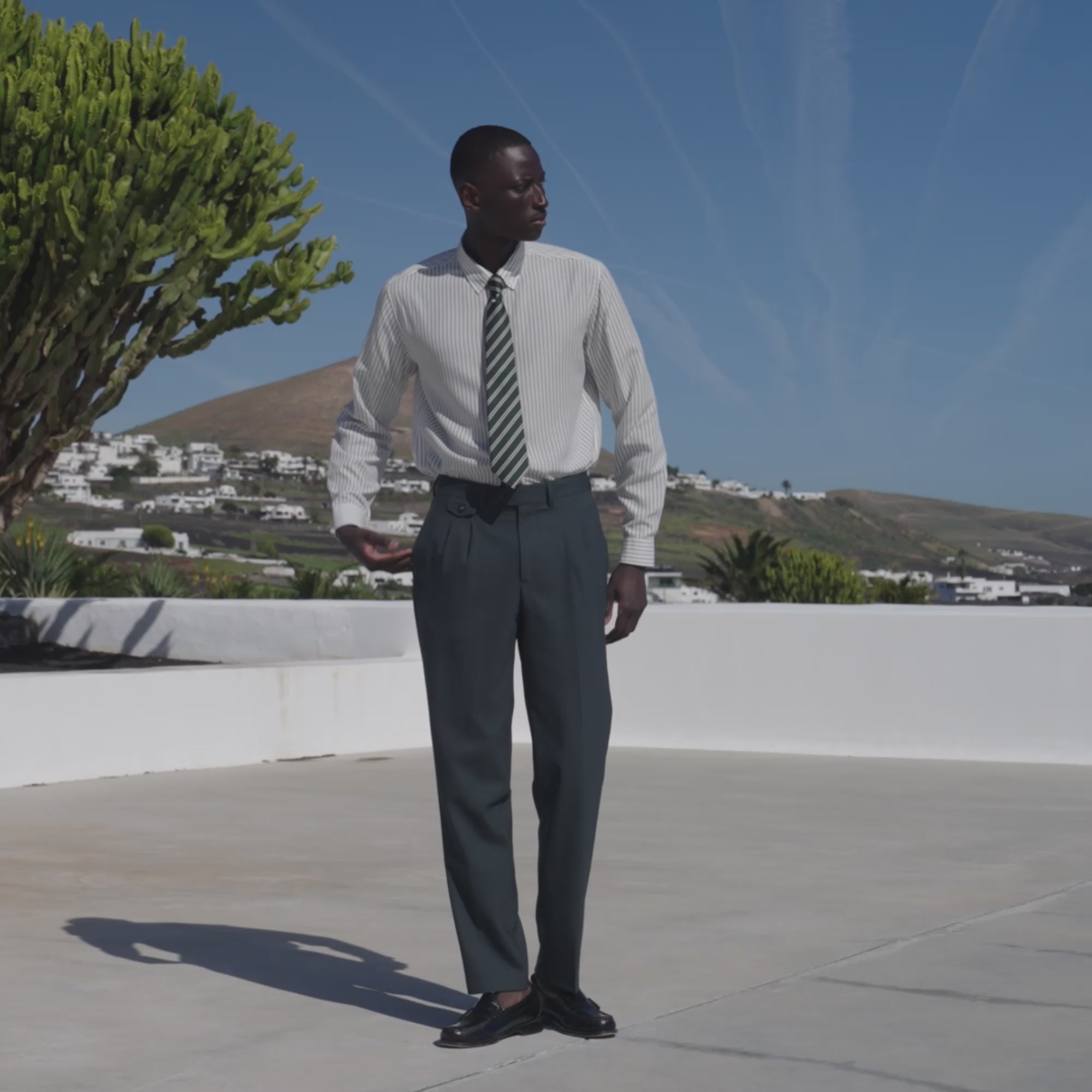 Pantalon à pinces en laine fresco émeraude