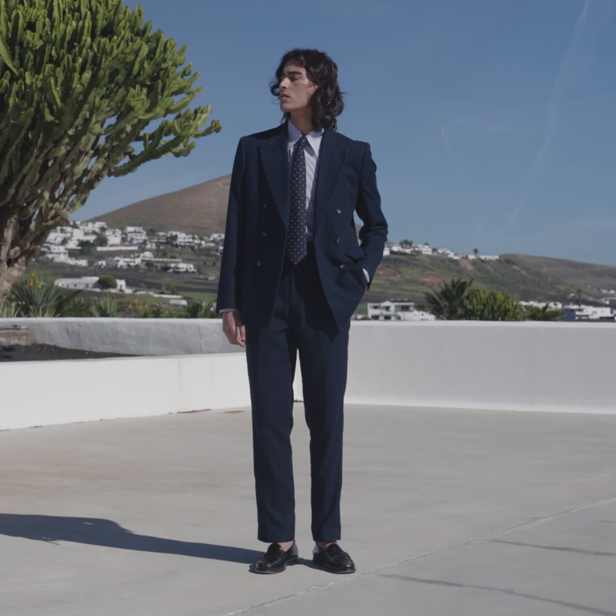 Veste croisée en coton marine