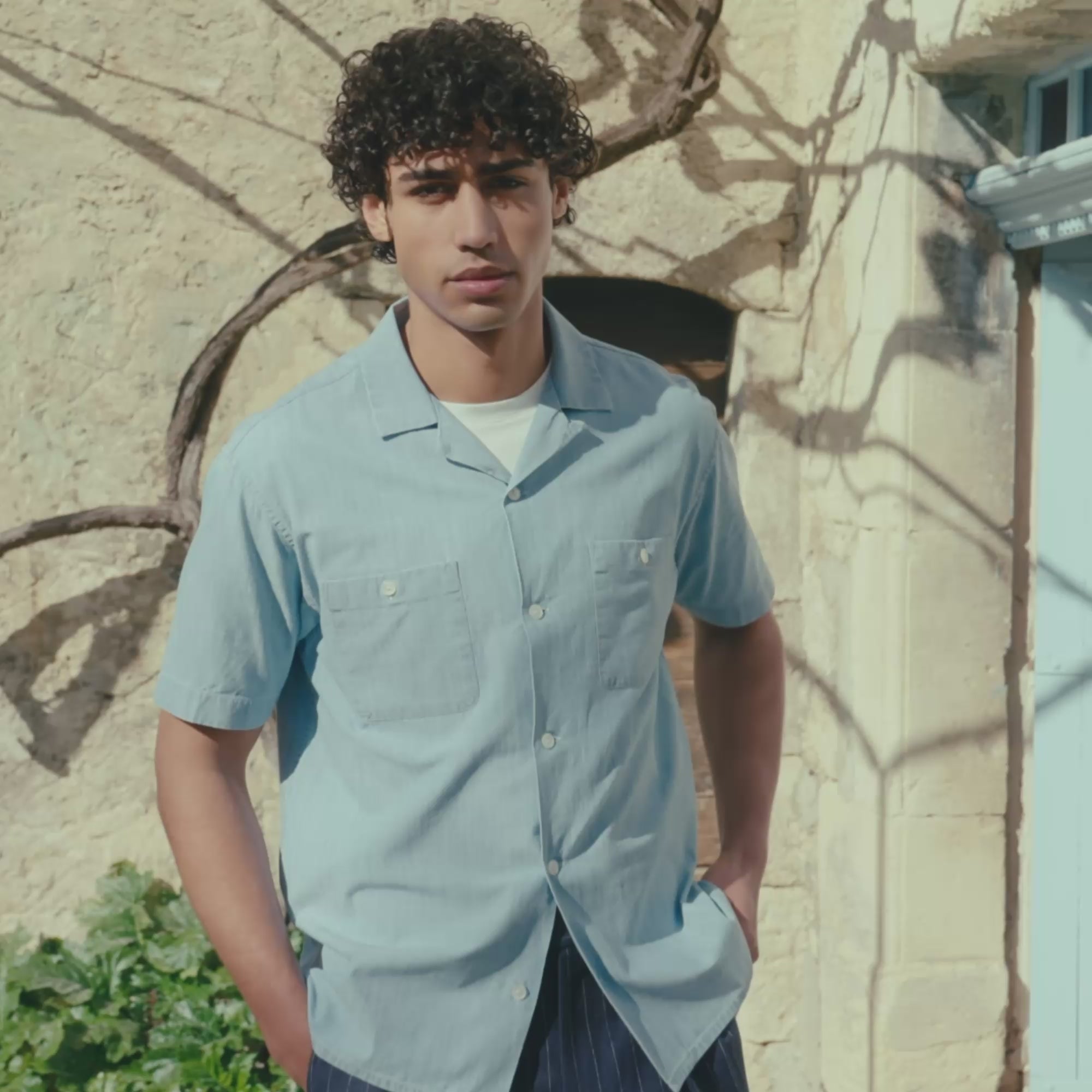 Chemise manches courtes chambray