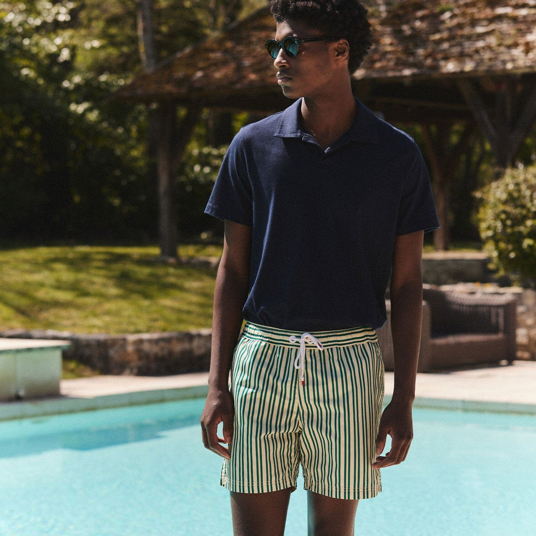 Maillot de bain à rayures ecrues et vertes