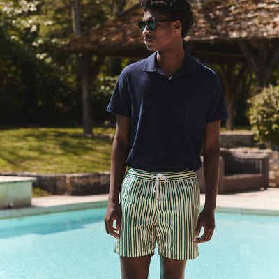 Maillot de bain à rayures ecrues et vertes