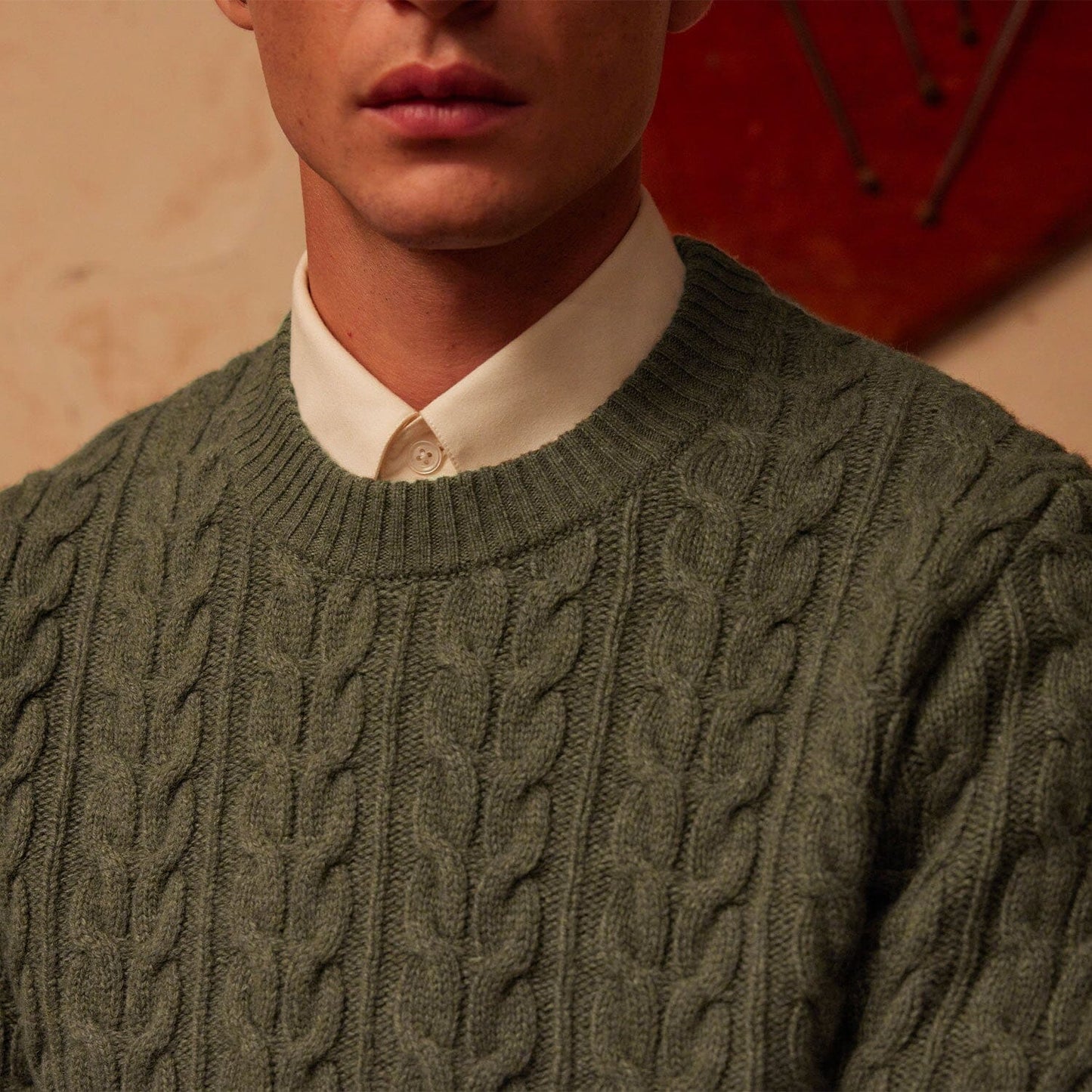 Pull en laine mérinos torsadé vert