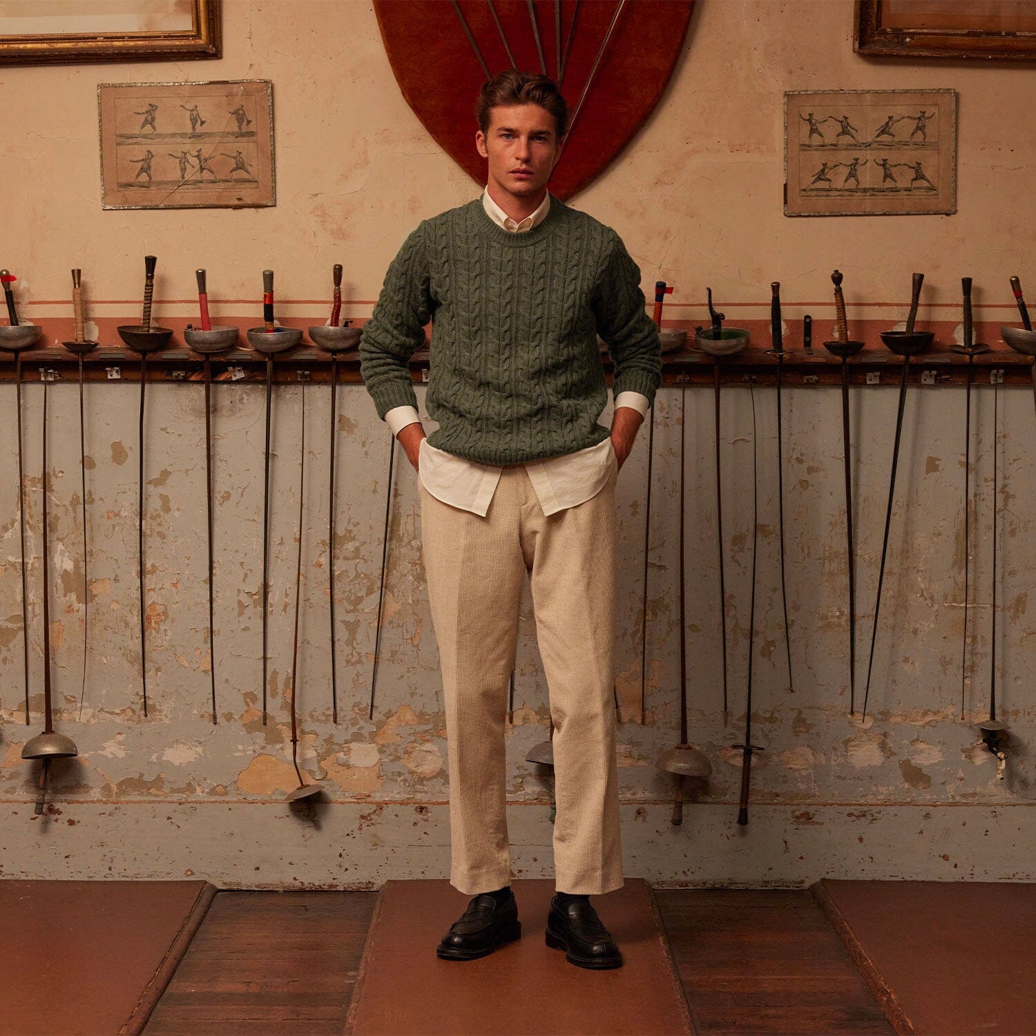 Pull en laine mérinos torsadé vert