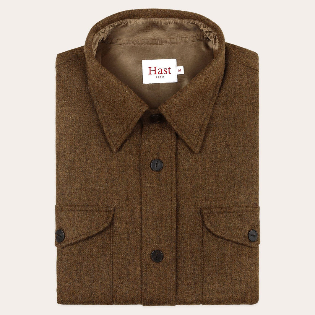 Surchemise en laine mérinos noisette