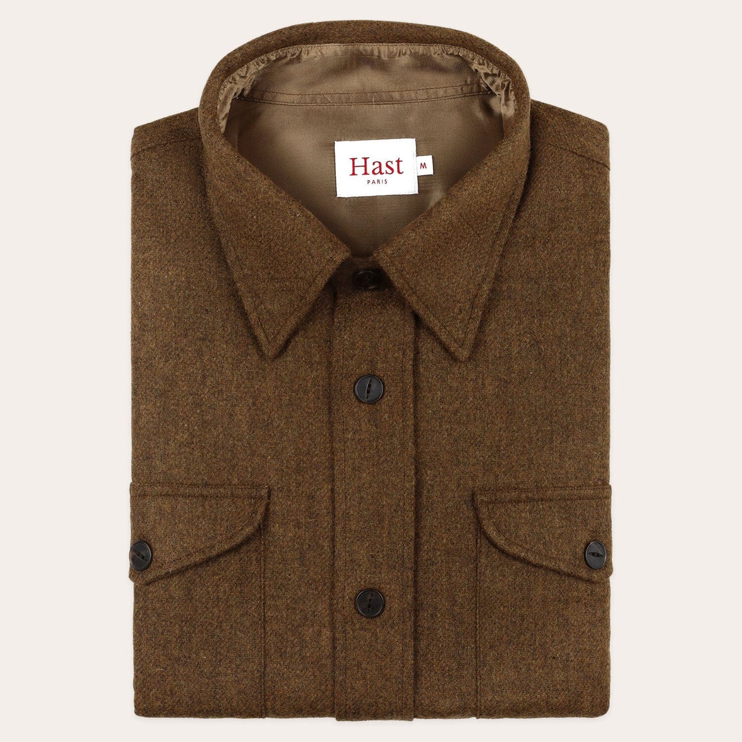 Surchemise en laine mérinos noisette