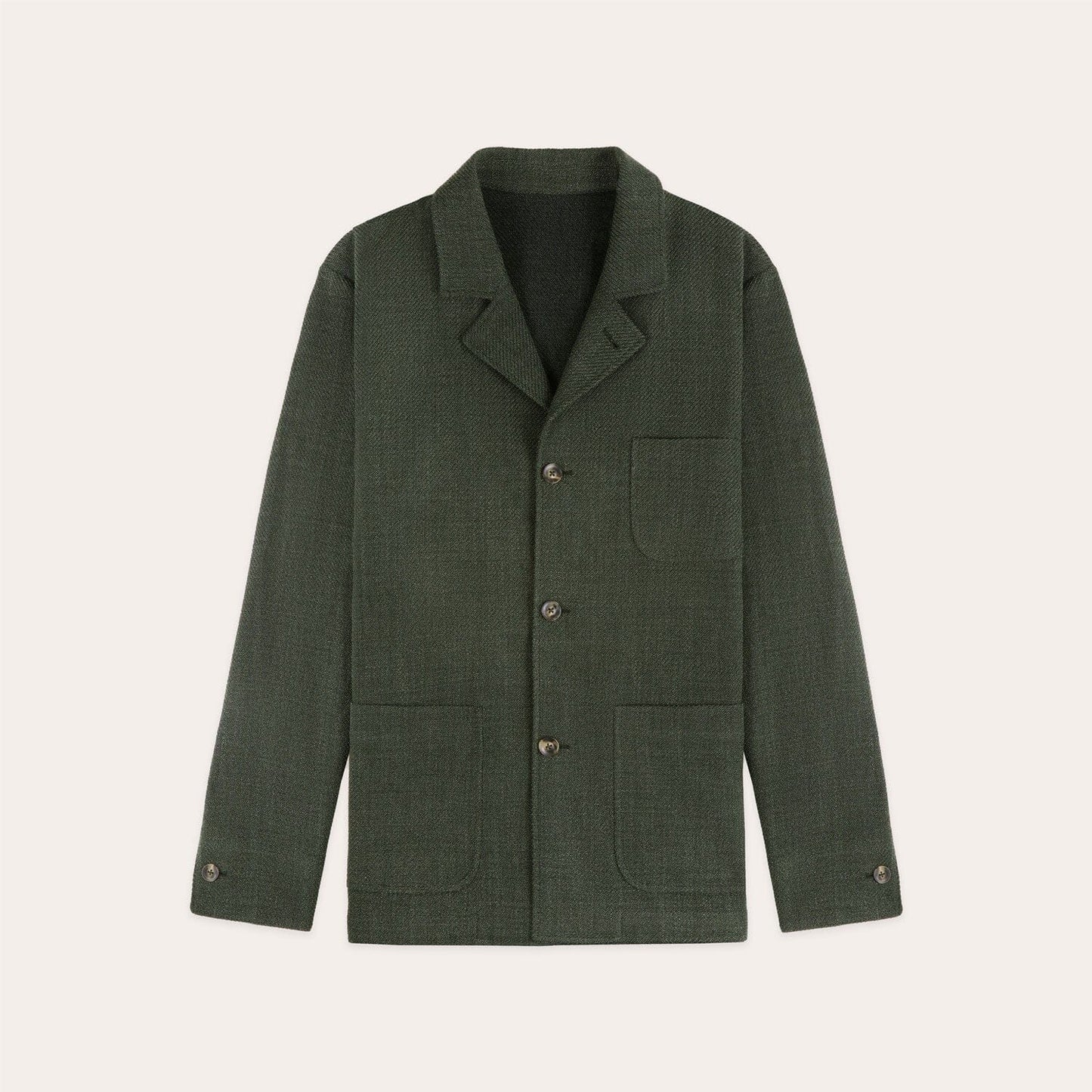 Veste déstructurée en laine vierge et coton verte