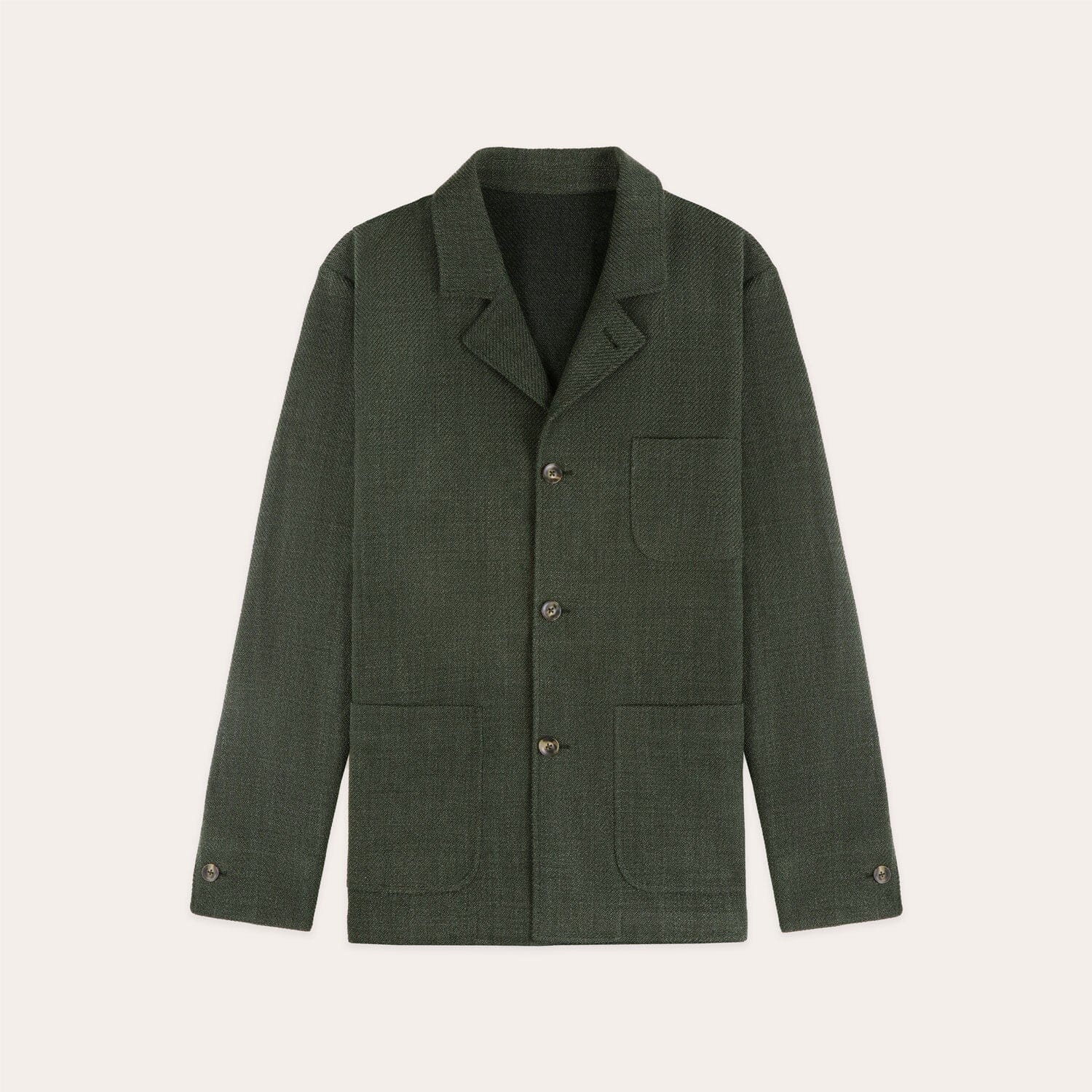 Veste déstructurée en laine vierge et coton verte
