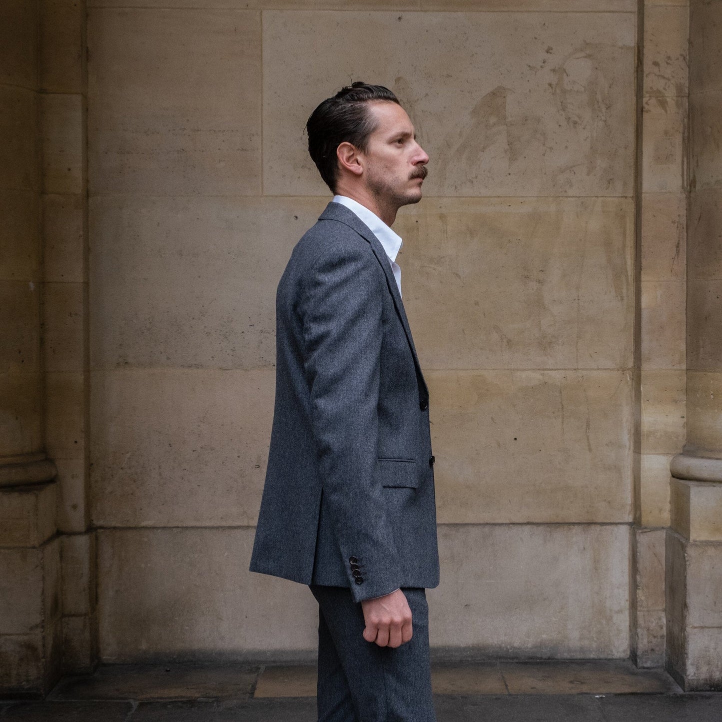 Veste en flanelle de laine grise