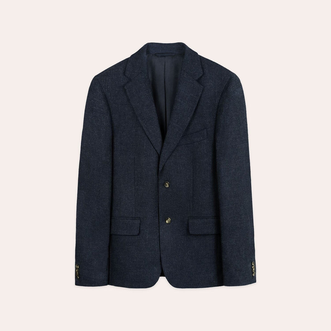 Veste en laine vierge bleu chiné